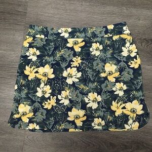DB Sunday Skort Small Hawaiian Floral Athleisure Blue Yellow Tennis Golf Pockets